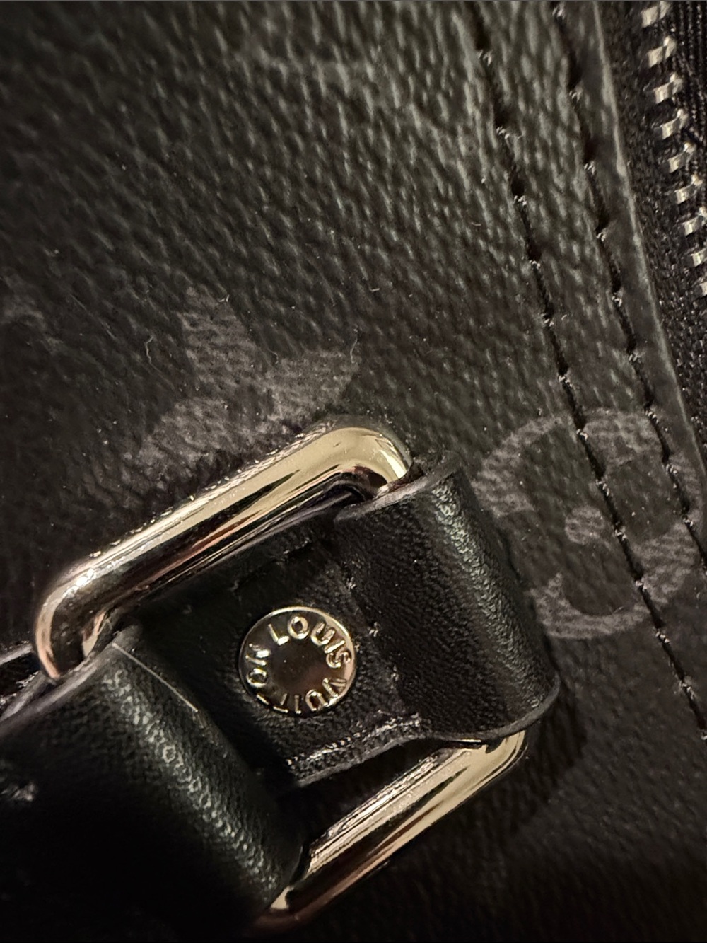 LV Black Monogram small speedy with Blue and Orange Stripes - Picture 7 of 7
